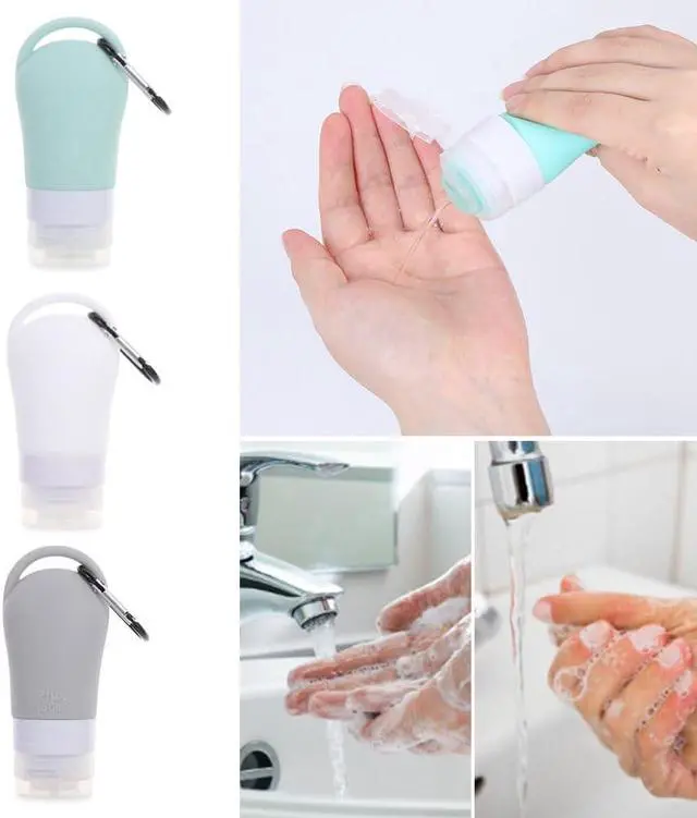 Alt view image 3 of 7 - HomeSoGood 3Pcs Leakproof Silicone Refillable Squeezable Travel Tube with Keychain Hook for Cosmetic Toiletry Shampoo Sub-bottling Travel Bottle(60ml)