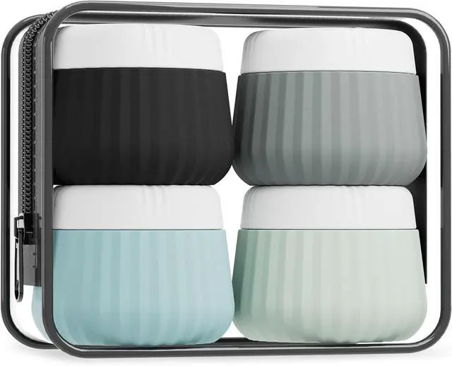 Main image of Mrsdry Travel Containers for Toiletries 4 Pack, TSA Approved Travel Size Toiletries, Travel Size Containers, With Clear Bag Leak Proof Silicone Jars, Travel Essentials Creams Jars Carrying Small Items