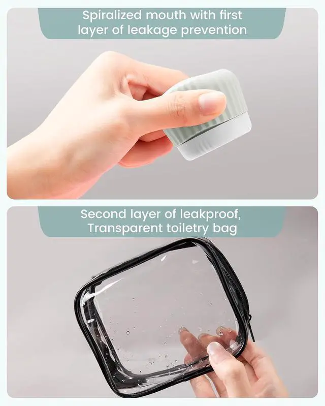 Alt view image 4 of 7 - Mrsdry Travel Containers for Toiletries 4 Pack, TSA Approved Travel Size Toiletries, Travel Size Containers, With Clear Bag Leak Proof Silicone Jars, Travel Essentials Creams Jars Carrying Small Items