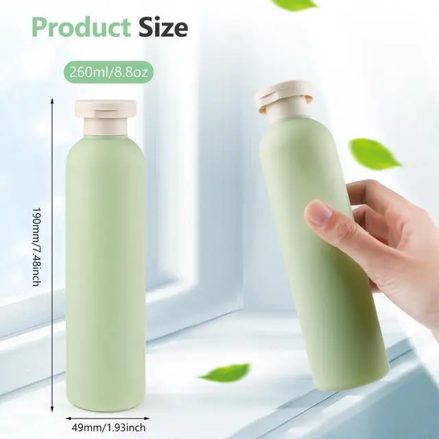 Alt view image 2 of 6 - 5 Pcs 260ml/8.8oz Squeeze Bottles Plastic Travel Lotion Bottles Refillable Containers with Flip Cap for Toiletries Creams Lotion Shampoo Conditioner