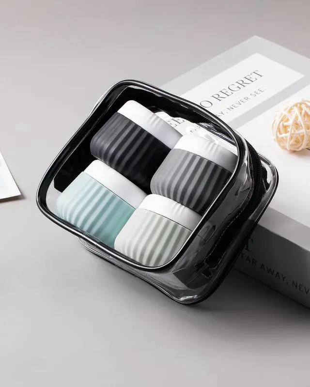 Alt view image 5 of 7 - Mrsdry Travel Containers for Toiletries 4 Pack, TSA Approved Travel Size Toiletries, Travel Size Containers, With Clear Bag Leak Proof Silicone Jars, Travel Essentials Creams Jars Carrying Small Items