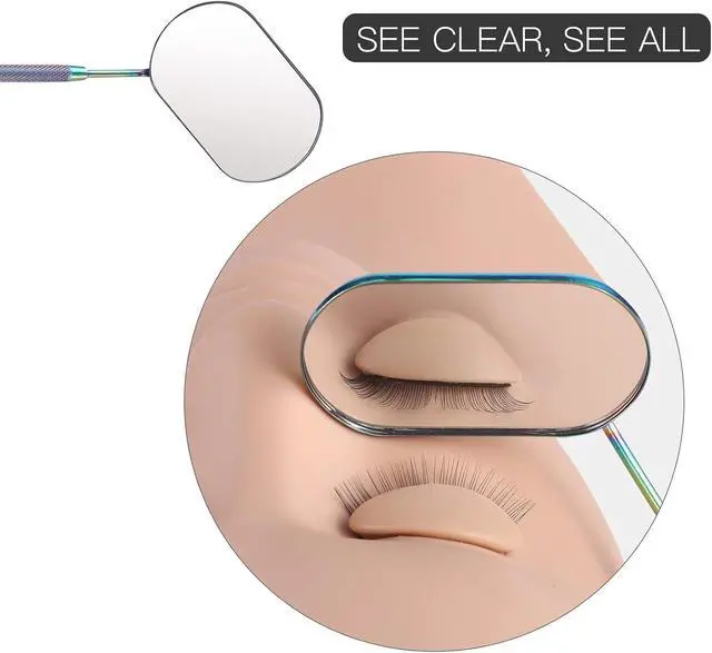 Alt view image 2 of 7 - Pretty memory Large Lash Mirror, Stainless Steel Eyelash Makeup Mirror for Lash Extension Supplies (Rainbow Color)