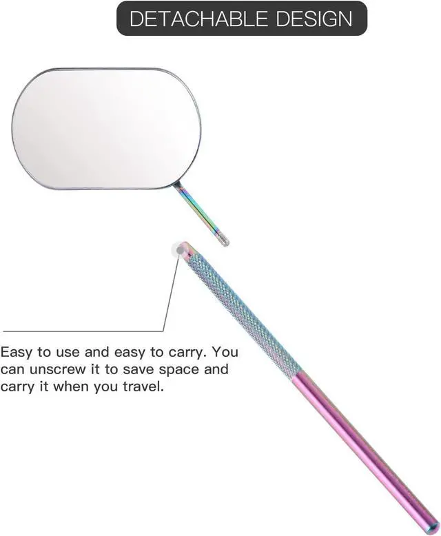 Alt view image 3 of 7 - Pretty memory Large Lash Mirror, Stainless Steel Eyelash Makeup Mirror for Lash Extension Supplies (Rainbow Color)