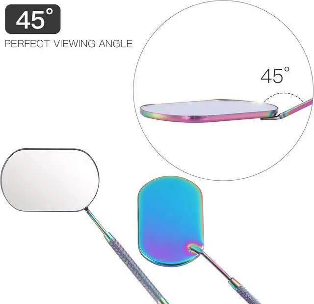 Alt view image 4 of 7 - Pretty memory Large Lash Mirror, Stainless Steel Eyelash Makeup Mirror for Lash Extension Supplies (Rainbow Color)