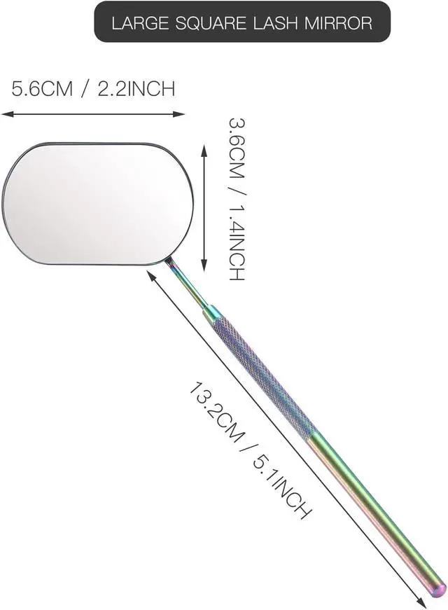 Alt view image 7 of 7 - Pretty memory Large Lash Mirror, Stainless Steel Eyelash Makeup Mirror for Lash Extension Supplies (Rainbow Color)
