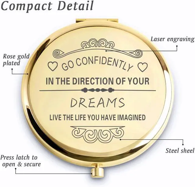 Alt view image 2 of 5 - Inspirational Gifts for Women Girls, Graduation Gift for Her Friends Sister Daughter, Personalized Compact Mirror for Birthday, Mothers Day Basket Stuffers