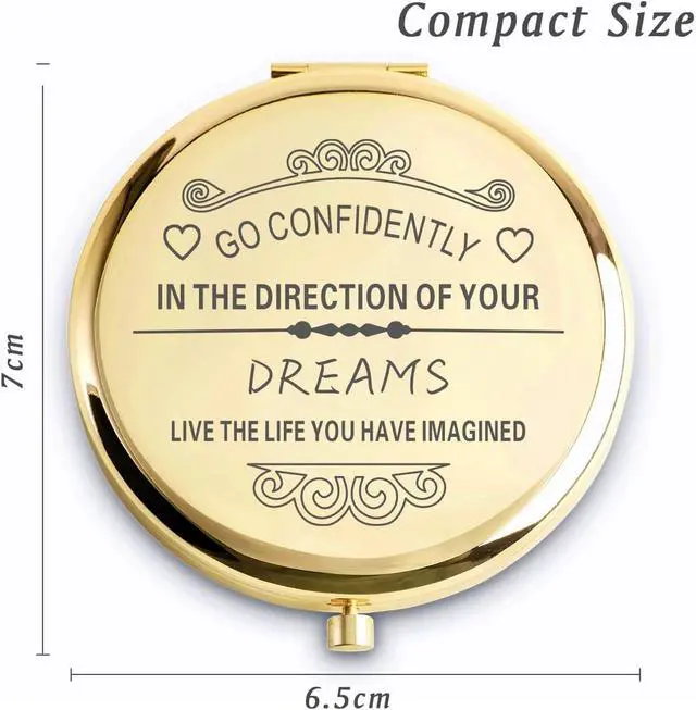Alt view image 3 of 5 - Inspirational Gifts for Women Girls, Graduation Gift for Her Friends Sister Daughter, Personalized Compact Mirror for Birthday, Mothers Day Basket Stuffers