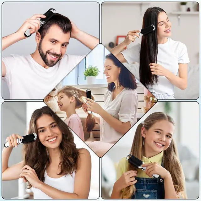 Alt view image 5 of 6 - Foldable Hair Brush with Mirror, Portable Travel Brush - Compact Pocket-Size Folding Detangling Comb for Women Men, Gym, Travel, Purse, Swimming (Anti-Static, Wet/Dry Hair, Massage Bristles)