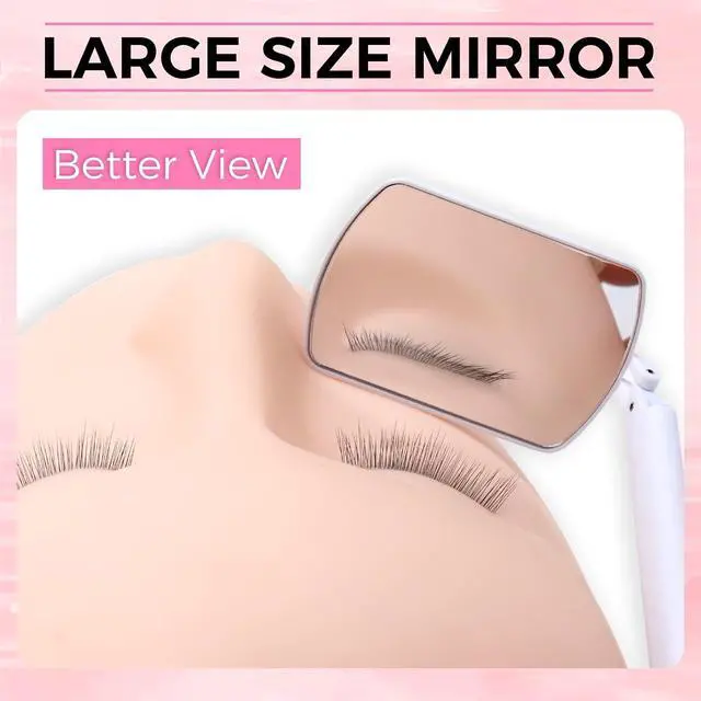 Alt view image 3 of 7 - Flexible Large Square Lash Mirror, 260°Rotation Folding Portable Eye Mirror for Eyelash Extensions, Adjustable for Easy Check, Lash Extension Supplies and Tool for Lash Techs, White