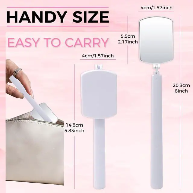 Alt view image 6 of 7 - Flexible Large Square Lash Mirror, 260°Rotation Folding Portable Eye Mirror for Eyelash Extensions, Adjustable for Easy Check, Lash Extension Supplies and Tool for Lash Techs, White