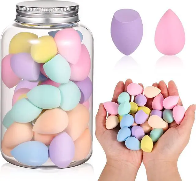 Main image of 40 Pcs Mini Makeup Sponges, Multi-Color, Latex-Free, with Case | Professional foundation beauty sponges, wet & dry use, soft for concealer and foundation, precise for eyes, nose