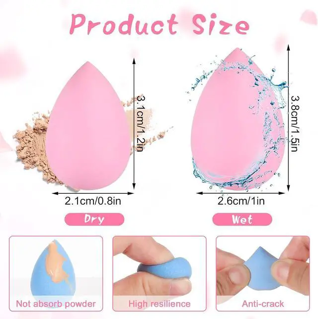 Alt view image 2 of 7 - 40 Pcs Mini Makeup Sponges, Multi-Color, Latex-Free, with Case | Professional foundation beauty sponges, wet & dry use, soft for concealer and foundation, precise for eyes, nose