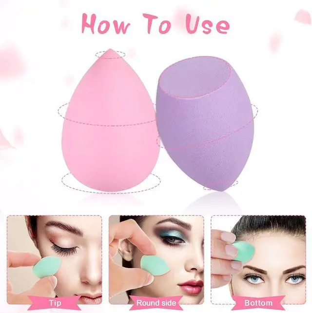 Alt view image 3 of 7 - 40 Pcs Mini Makeup Sponges, Multi-Color, Latex-Free, with Case | Professional foundation beauty sponges, wet & dry use, soft for concealer and foundation, precise for eyes, nose