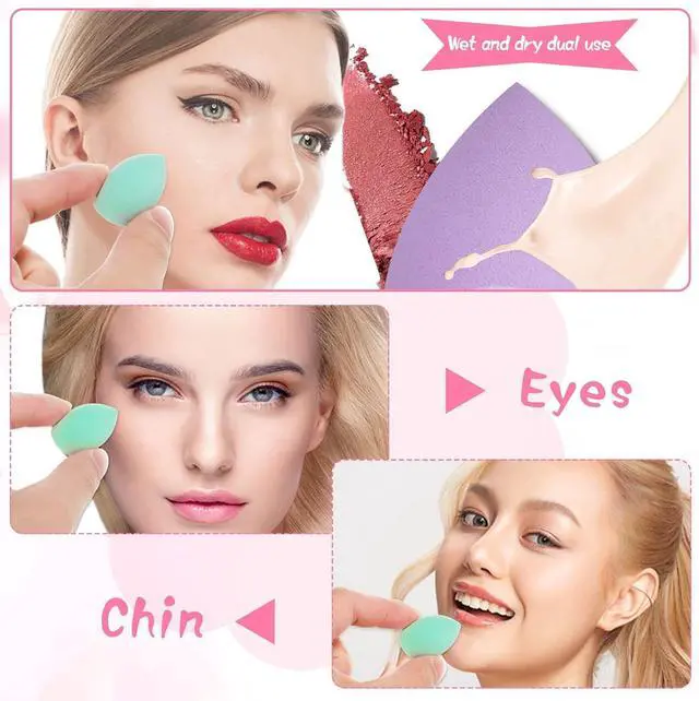 Alt view image 6 of 7 - 40 Pcs Mini Makeup Sponges, Multi-Color, Latex-Free, with Case | Professional foundation beauty sponges, wet & dry use, soft for concealer and foundation, precise for eyes, nose