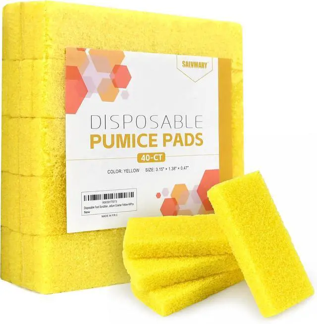 Main image of Disposable Foot Scrubber Sponge Pads Pedicure Pumice Stone for Feet Callus Remover Medium Coarse Yellow 40Pcs