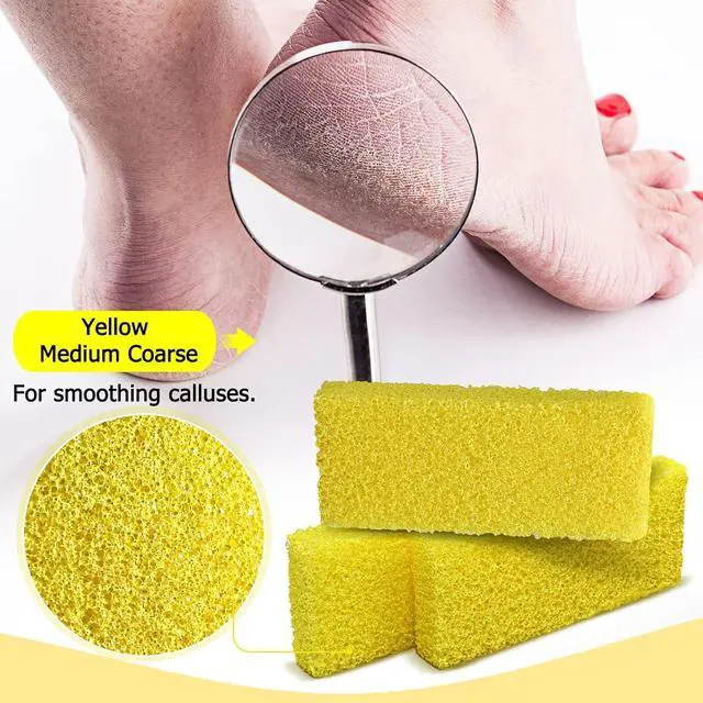 Alt view image 5 of 7 - Disposable Foot Scrubber Sponge Pads Pedicure Pumice Stone for Feet Callus Remover Medium Coarse Yellow 40Pcs
