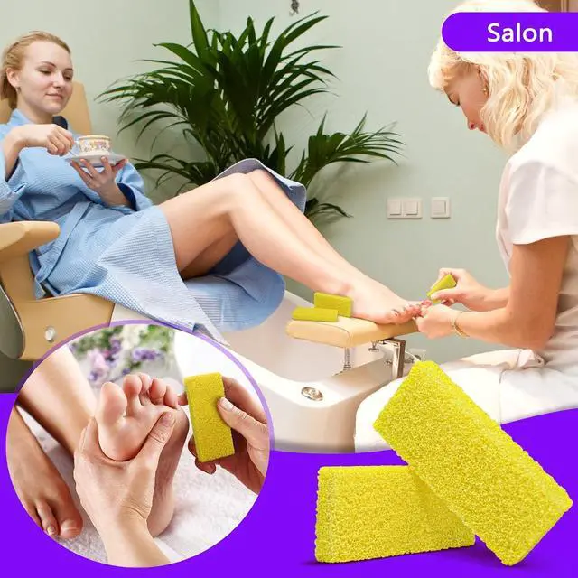 Alt view image 6 of 7 - Disposable Foot Scrubber Sponge Pads Pedicure Pumice Stone for Feet Callus Remover Medium Coarse Yellow 40Pcs