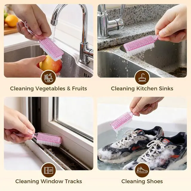 Alt view image 4 of 7 - Nail Brush for Cleaning Fingernails, Larbois 4 Pack Deep Cleaning Fingernail Brush for Cleaning Nail Scrubber Brush Heavy Duty Foot Brush Handle Grip Nail Brushes for Toes and Fingernails