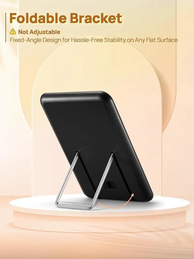 Alt view image 6 of 7 - OMIRO 8 x 5 in Desk Makeup Mirror with Stand and Hanging Hole, Black | Table Mirror with Foldable Bracket, Travel Mirror for Men and Women, Shaving and Travel, Distortion-Free Reflection