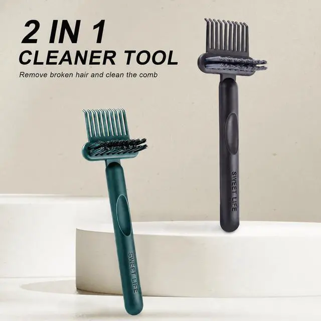 Alt view image 7 of 7 - 2 Pack Hair Brush Cleaning Tool, 2-in-1 Cleaner Tool, Portable Cleaning Tool Set for Brush Comb Keyboard, Remover Rake for Removing Hair Dust, Home and Salon Use(Black&Green)