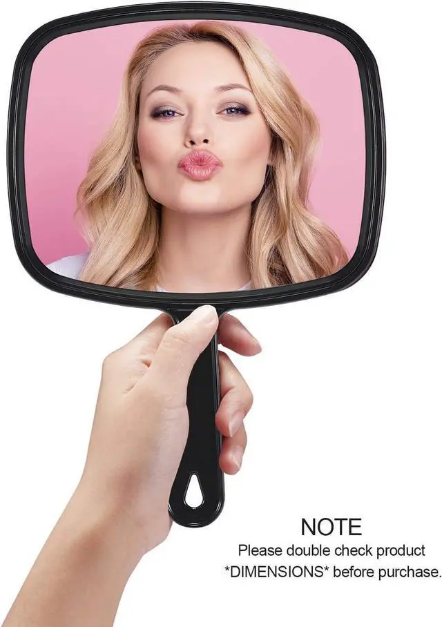 Alt view image 2 of 6 - Gladmart 10.3" L x 7.4" W Hand Mirror for Home and Barber, Black | Hand Mirrors with Handle, Barber Accessories, Hair Salon Supplies, Distortion-Free Glass, Makeup Mirror for Women Men