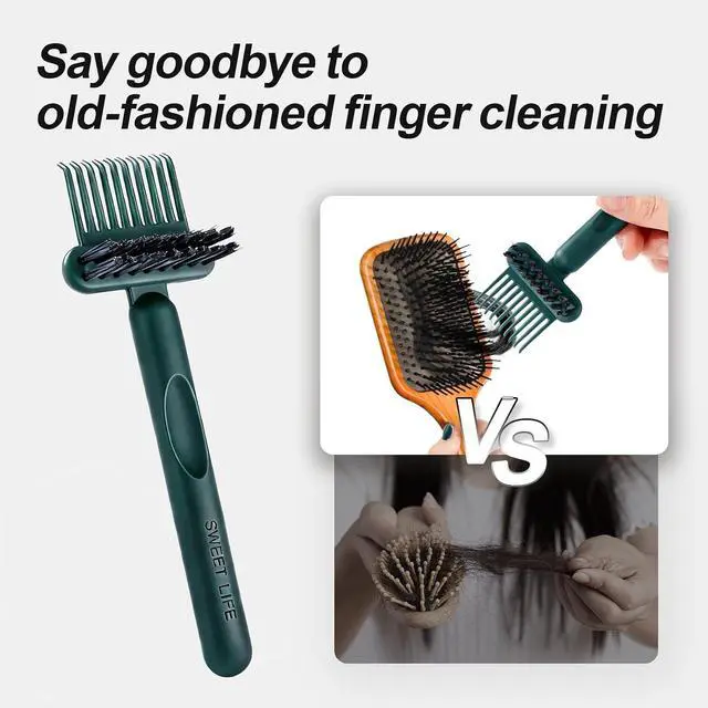 Alt view image 2 of 7 - 2 Pack Hair Brush Cleaning Tool, 2-in-1 Cleaner Tool, Portable Cleaning Tool Set for Brush Comb Keyboard, Remover Rake for Removing Hair Dust, Home and Salon Use(Sage Green)