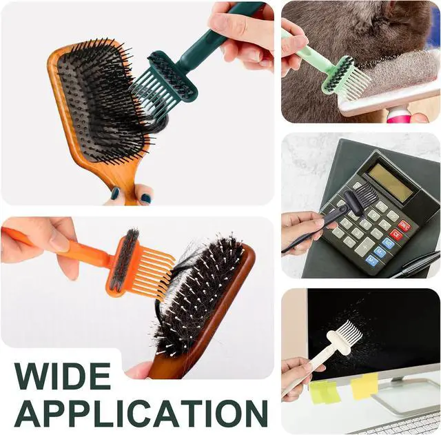 Alt view image 6 of 7 - 2 Pack Hair Brush Cleaning Tool, 2-in-1 Cleaner Tool, Portable Cleaning Tool Set for Brush Comb Keyboard, Remover Rake for Removing Hair Dust, Home and Salon Use(Green&Grey)