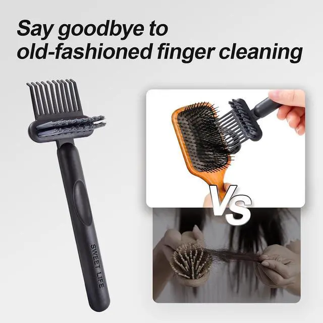 Alt view image 4 of 7 - 2 Pack Hair Brush Cleaning Tool, 2-in-1 Cleaner Tool, Portable Cleaning Tool Set for Brush Comb Keyboard, Remover Rake for Removing Hair Dust, Home and Salon Use(Black&Green)