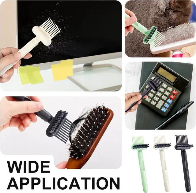 Alt view image 6 of 7 - 2 Pack Hair Brush Cleaning Tool, 2-in-1 Cleaner Tool, Portable Cleaning Tool Set for Brush Comb Keyboard, Remover Rake for Removing Hair Dust, Home and Salon Use(Black&White)