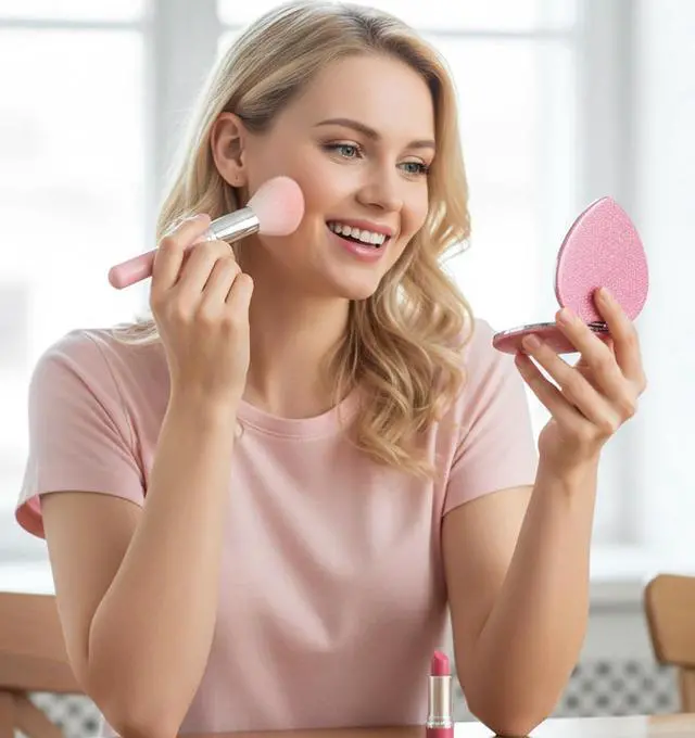 Alt view image 6 of 7 - Pink Compact Mirror, Heart Shaped Compact Mirror for Girls, Double-Sided Vanity Mirrors with Magnifying for Purse, Travel, Makeup & Home Use (3 Inch)