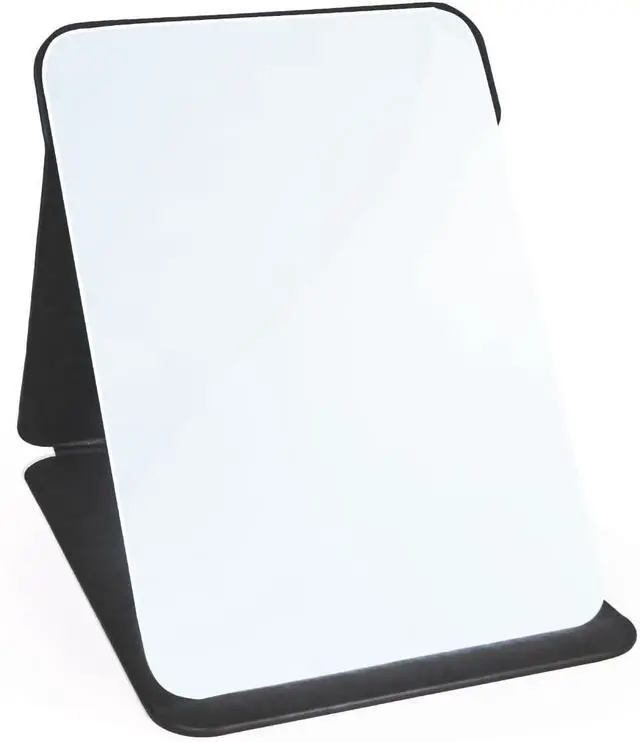 Main image of Makeup Mirror, 6x8 Inches Portable PU Leather Mirror, Folding Desktop Vanity Mirror with Adjustable Stand for Vanity Table, Office, Travel (M, Black)
