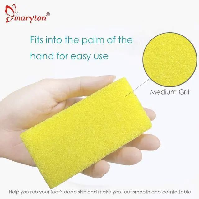 Alt view image 3 of 5 - Maryton Pumice Sponge for Feet Pedicure Callus Remover Scrubber, 4 Pcs | Salon Grade, Gentle Foot Exfoliator, Medium Texture, Shower Foot Scrub, leaving feet smooth and soft