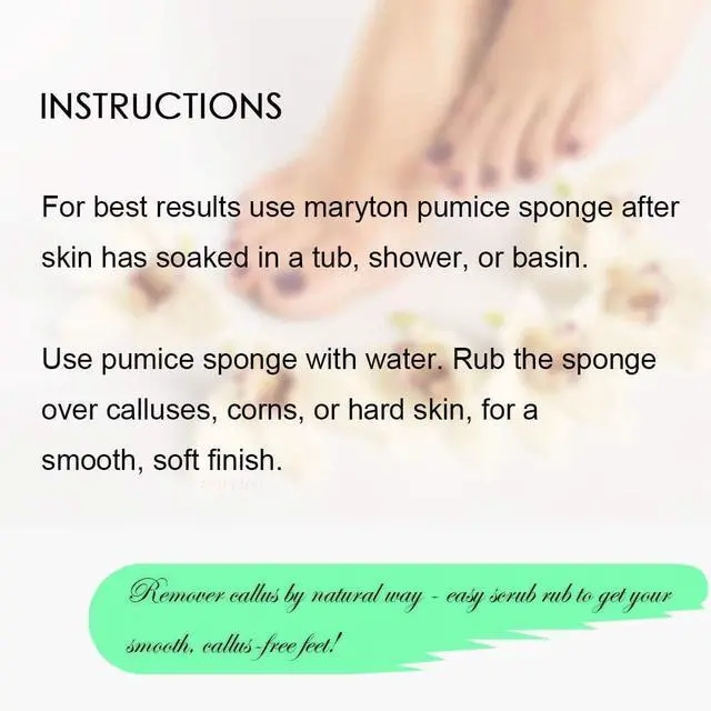 Alt view image 4 of 5 - Maryton Pumice Sponge for Feet Pedicure Callus Remover Scrubber, 4 Pcs | Salon Grade, Gentle Foot Exfoliator, Medium Texture, Shower Foot Scrub, leaving feet smooth and soft