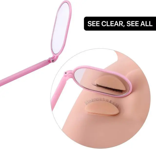 Alt view image 2 of 7 - Pretty memory Lash Mirror, 270 Degree Free Rotation Lash Extension Supplies, Lightweight Makeup Mirror for Eyelash Extensions Supplies (Pink)