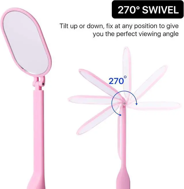 Alt view image 3 of 7 - Pretty memory Lash Mirror, 270 Degree Free Rotation Lash Extension Supplies, Lightweight Makeup Mirror for Eyelash Extensions Supplies (Pink)