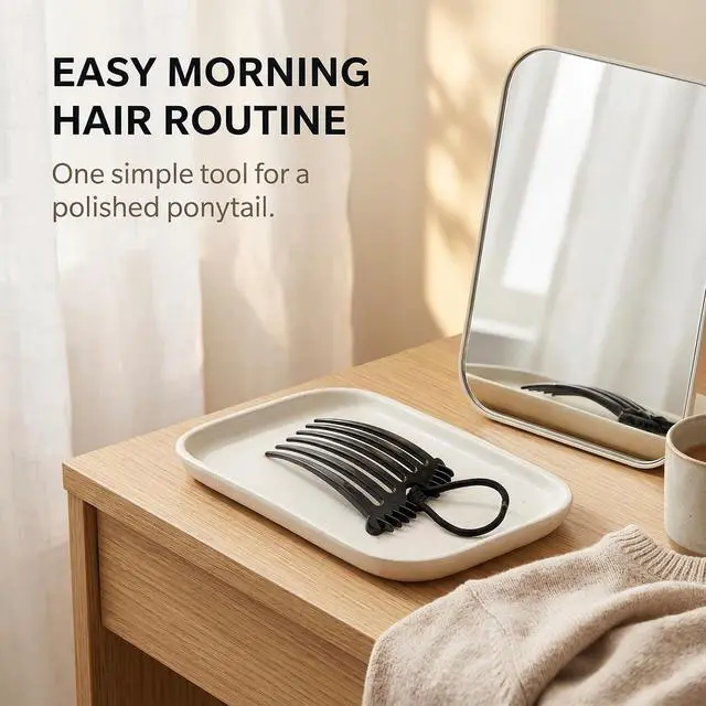 Alt view image 4 of 7 - Black Bandette Comb, Comb with Elastic Band,Ponytail Bump It Up Volume Inserts Combs Fluffy Hair Comb Hair Styling Tool with Elastic Rubber Band Hair Combs