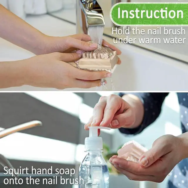 Alt view image 4 of 7 - Konex Non-Slip Wooden Two-sided Hand and Nail Brush. Fingernail Brush for Nail Cleaning and Scrubbing. Heavy duty Stiff Nail Brush for Travel. Mechanic hand scrub brush with molded grip.