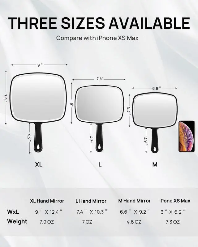 Alt view image 3 of 7 - OMIRO Hand Mirror, Black Handheld Mirror with Handle, 6.6" W x 9.2" L | Salon Mirror,Hand Mirrors with Handle,Hand Mirror for MenWomen,Barber Accessories,Medium,Black
