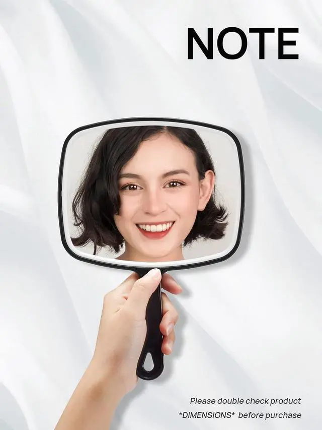Alt view image 2 of 7 - OMIRO Hand Mirror, Black Handheld Mirror with Handle, 6.6" W x 9.2" L | Salon Mirror,Hand Mirrors with Handle,Hand Mirror for MenWomen,Barber Accessories,Medium,Black