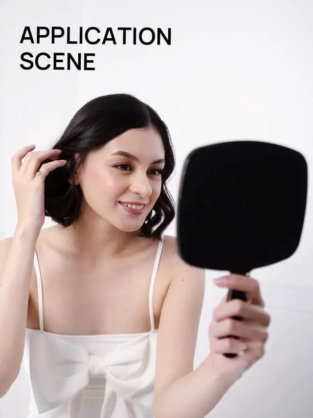 Alt view image 5 of 7 - OMIRO Hand Mirror, Black Handheld Mirror with Handle, 6.6" W x 9.2" L | Salon Mirror,Hand Mirrors with Handle,Hand Mirror for MenWomen,Barber Accessories,Medium,Black