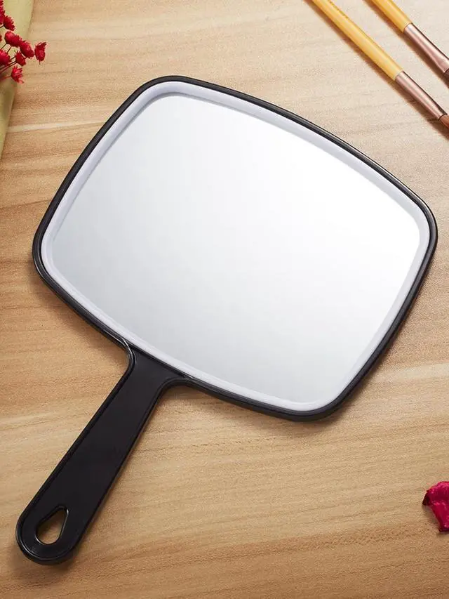 Alt view image 4 of 7 - OMIRO Hand Mirror, Black Handheld Mirror with Handle, 6.6" W x 9.2" L | Salon Mirror,Hand Mirrors with Handle,Hand Mirror for MenWomen,Barber Accessories,Medium,Black