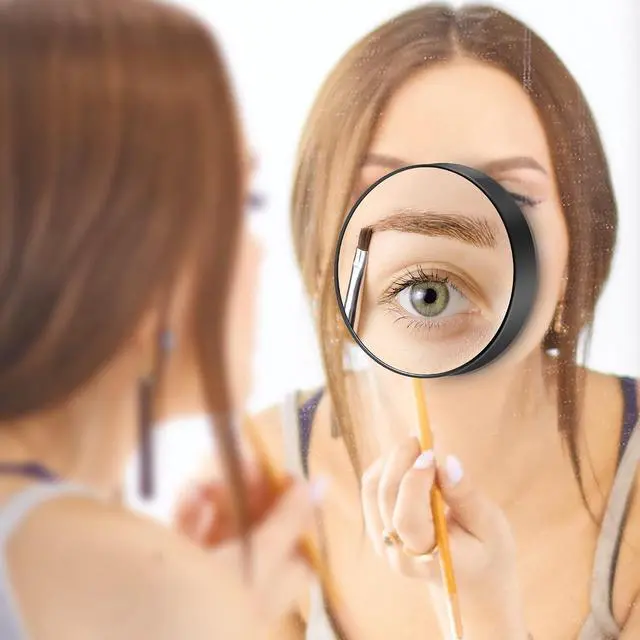 Alt view image 4 of 7 - MIYADIVA 40X Magnifying Mirror, 3.5 Inch Round Compact Mirror with Suction Cup, Stainless Steel Tweezers, Perfect for Makeup, Eyebrows, Beards, Travel