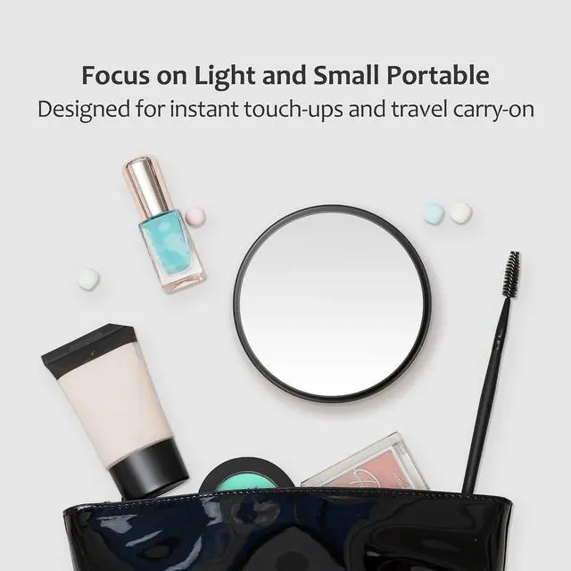Alt view image 7 of 7 - MIYADIVA 40X Magnifying Mirror, 3.5 Inch Round Compact Mirror with Suction Cup, Stainless Steel Tweezers, Perfect for Makeup, Eyebrows, Beards, Travel