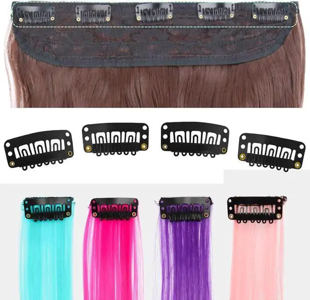 Alt view image 4 of 5 - MUIIGOOD 50Pcs 32mm Hairpieces Snap Clips U Shape Wig Clips for Hair Extensions Making Wig Accessories Set Tools (Black)
