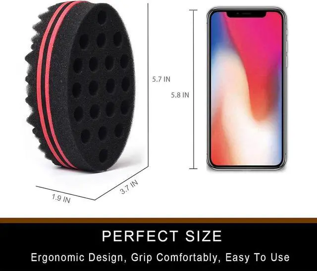 Alt view image 3 of 6 - BIGEDDIE Magic Sponge Brush for Afro Curls, Twist Sponge with 6.29 Inch Free Pick Comb (2 PACK)