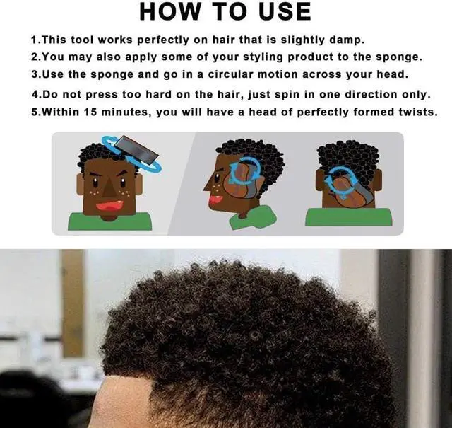 Alt view image 6 of 6 - BIGEDDIE Magic Sponge Brush for Afro Curls, Twist Sponge with 6.29 Inch Free Pick Comb (2 PACK)