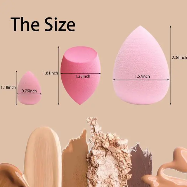 Alt view image 3 of 6 - 21 pcs Makeup Sponge Bulk:Makeup Sponges 21 Pcs for Liquid, Cream, and Powder, Multi-colored Pink make up sponges for foundation