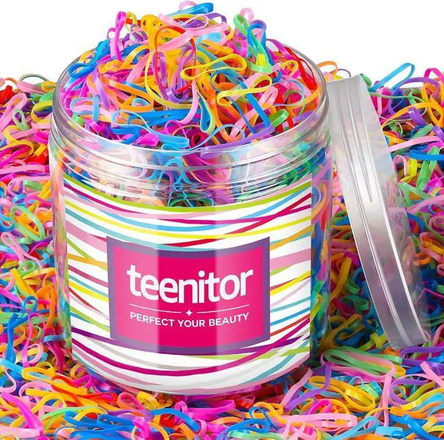 Main image of Teenitor 2000Pcs Elastic Hair Ties Toddler, Elastic Rubber Bands Baby Hair Ties, Multi Color Hair Ties for Little Girls Elastic Small Rubber Bands for Kids Baby Girls Toddler Elastic Ties Colorful