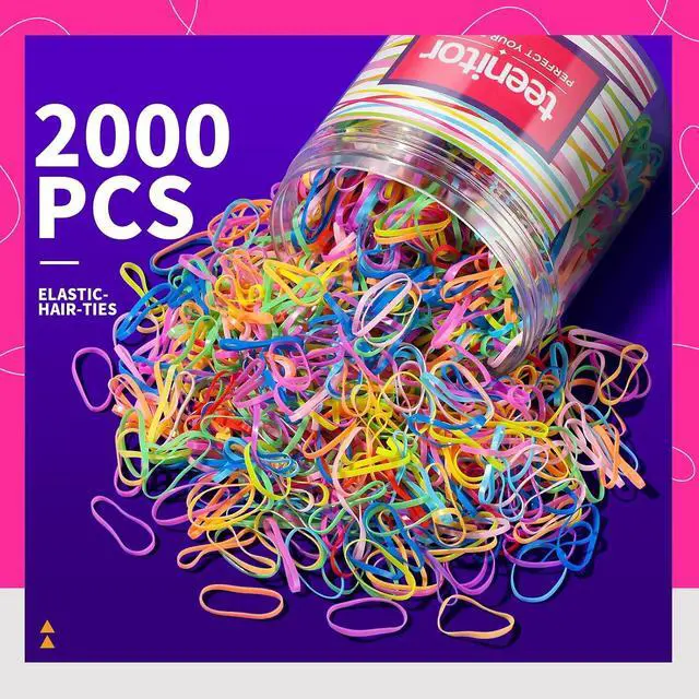 Alt view image 2 of 7 - Teenitor 2000Pcs Elastic Hair Ties Toddler, Elastic Rubber Bands Baby Hair Ties, Multi Color Hair Ties for Little Girls Elastic Small Rubber Bands for Kids Baby Girls Toddler Elastic Ties Colorful