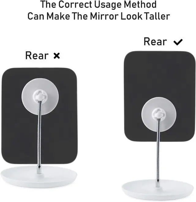 Alt view image 4 of 7 - LFOYOU Table Vanity Mirror with Stand - Makeup Mirror for Desk - Adjustable Flexible Gooseneck, 360°Rotation Folding Portable Bathroom Shaving Cosmetic Mirror Square